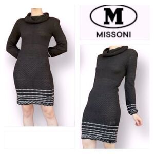 M MISSONI Turtleneck Knee-Length Knit Sweater Dress Size 12